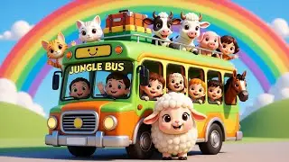 Wheels on the Jungle Bus 🚌 | Animal Sounds Song for Kids | Nursery Rhymes 