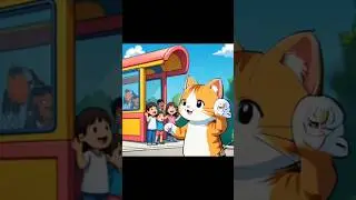 A Little Friend of the School Bus | Cute Cat Story #cat #animals #moralstories  #story #shorts