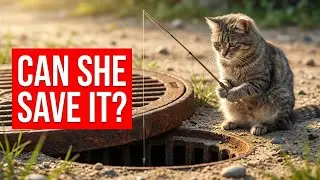 Meme Cat Panic! Precious Toy Drops Into a Storm Drain 😱 | AI Cat Cat Story