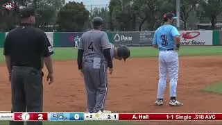 Alex Hall moves to ninth all-time on the RBI list with a two-RBI triple