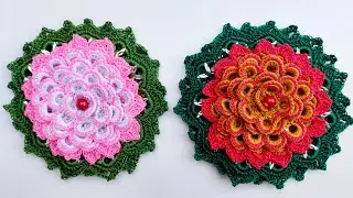 ROSA ENROLADA EM CROCHÊ COM LACRES DE LATINHA