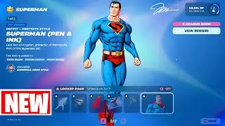 Fortnite ALL SUPERMAN Rewards Pages: Emote, Pen & Ink Style, Glider,..