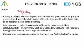 2020 Engg Ethics (6 Questions) || UPSC ESE GS || Solutions || Key || Analysis
