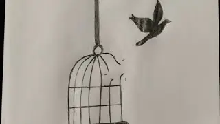 How to Draw a Symbolic Escape &mdash; A Bird Leaving the Cage (Step by Step)