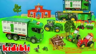 Les Tracteurs s'amusent avec les Animaux de la Ferme 🚜 Vidéo de Jouets pour Enfants 🐮 | Kidibli