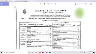 Traditional Exams Date Sheet BA BSc Part 1/2 and Composite by Punjab University