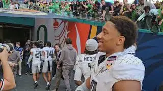 Oregon Ducks celebrating 23.0 win over Texas Tech Red Raiders, Orange Bowl Game 1.1.26