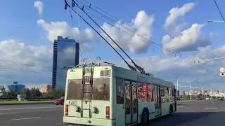 Минск.Поездка в троллейбусе БКМ-32102,борт.5462,марш.61(15.08.2024)