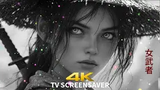 4K TV Screensaver & PC Live Wallpaper  Female Samurai Warrior  1 Hour Loop