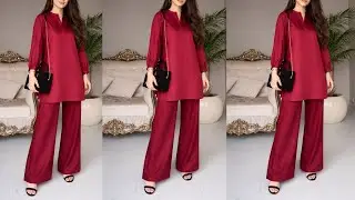 Trendy Cordset Button Placket Neck Designer Sleeves | M Size Kurta & Palazzo Pant Cutting Stitching 