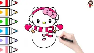 Как нарисовать милого снеговика Hello Kitty ⛄/Простые идеи для рисования/Несложные рисунки