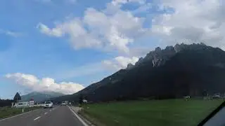 Driving through the Puster Valley towards Dobbiaco - Trentino Alto Adige, Italy