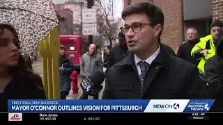 Mayor Corey O'Connor addresses improvements during walking tour in Downtown Pittsburgh