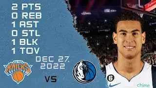 Dwight Powell NBA Player Highlights 27-12-2022 MAVERICKS vs KNICKS REGULAR SEASON