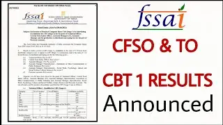 FSSAI CFSO & TO (CBT 1) Results out | FSSAI Exam results 2022 | CBT (Stage 2) exam date