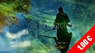 Emerald Reflection Samurai by the Pond &ndash; Serene HD Stock Footage