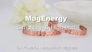 MagEnergy Magnetic Copper Bracelet, Hammered Copper Bangle with 3500 Gauss Magnets