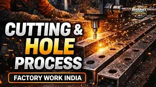 Steel Cutting & Hole Process 🔧 | Factory Work India | Bharat Manufacturing #factorywork #machine