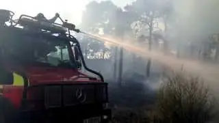 Surrey Fire and Rescue Service tackling a 30 hectare wildfire near Pirbright