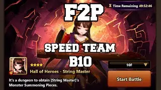 FIRE STRING MASTER HALL OF HEROES (HONGYEON) F2P B10 SPEED TEAM 100% SAFE *Summoner War*