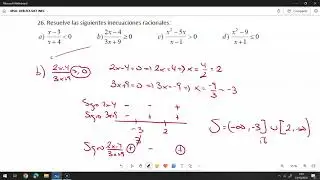 VÍDEO 29 - SOLUCIONES DE LOS EJERCICIOS (INECUACIONES RACIONALES)