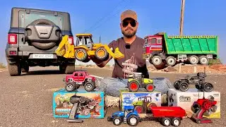 Die Cast Remote Control Vehicles Unboxing | JCB Backhoe Loader, Tractor John Deere 5405, Racing Car