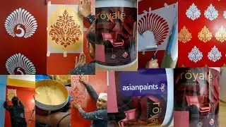 Makeover of living room,stencil design on wall 🧱 living room design ideas #wallpainting #livingroom