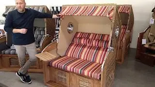 SunnySmart &ldquo;Rustikal 305 Z Comfort Teak XL&rdquo; Strandkorb