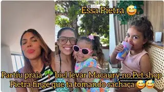 Partiu praia 🌴 biel levar Macaury no Pet shop Pietra finge que ta domando cachaça 😅