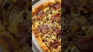 Pear, Brie and Prosciutto Puff Pastry Tart #recipe