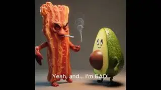 Avocado vs. Bacon: Epic Battle🥑🥓 #edgy animation, #punk animated short, #3D comedy, #3D animation