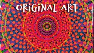 7 Color Neon Fluorescent Trippy Psychedelic Kaleidoscope Mandala for Meditation  - Resin Artwork