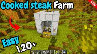 How to Build Semi automatic cooked steak farm | Minecraft EASIEST cooked steak Farm 1.20+