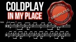 Coldplay - In My Place - Drumless (with scrolling drum score)