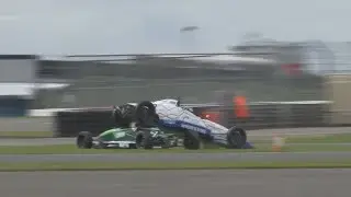 Formula Ford 1600 National Championship 2017. Race 1 Silverstone Circuit. Crash