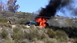 Truck fire on freeway near albertsons in Alpine