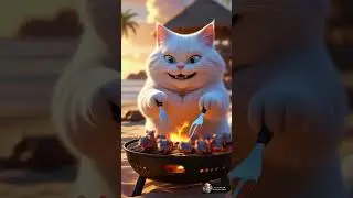🤍 Cat Relaxes on the Beach  #ai #cartoon #ии #animation #funny #cat #shorts #нейросеть