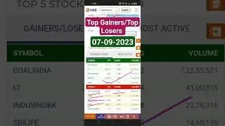 Top Gainers / Top Losers 07-09-2023 #viral #shorts #share #trending #viralvideo
