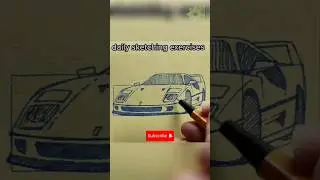 Ferrari f40 Drawing | Car Sketching Tutorial #shorts #subscribe