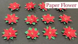 How To Make Poinsettias Paper Flowers | DIY Easy Paper Flowers For Christmas Decoration