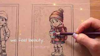 Hot Cocoa on a Fall Day Colored Pencils