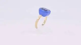 YELLOW AND BLUE GOLD MATTE TEXTURED GREY SPINEL RING BY GEMRIZE