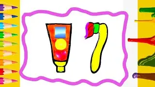 How to draw toothpaste and toothbrush for kids