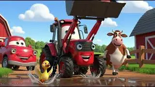 Red Truck Slides Down the Mud Hill | Fun Truck Song | Nursery Rhymes