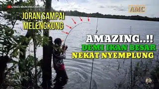 NEKAT..!!Pertama Kalinya Mancing Ikan Besar Sampai Nyemplung Danau