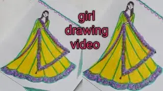 Beautiful girl drawing video. #girldrawing #bridedrawing#artpaintings 