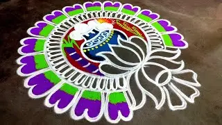 Pongal pot rangoli designs|pongal 2026 big rangoli|sankrantimuggulu|bhogi special Amazing rangoli