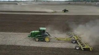 3 John Deere tractors pulling Degelman Pro-Tills in Michigan!