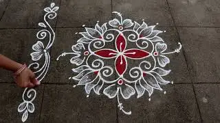 Simple Lotus Flower RangoliDesigns | 3x1 Dots Small Muggulu| Beginners Kolam Designs With Borders