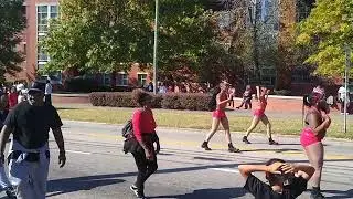 Pink-colored dance uniformed paraders at NCCU Homecoming Parade (Amateur Video)